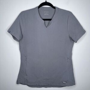 Jaanuu Women’s Zip Pocket Pullover Scrub Top Gray Size Small